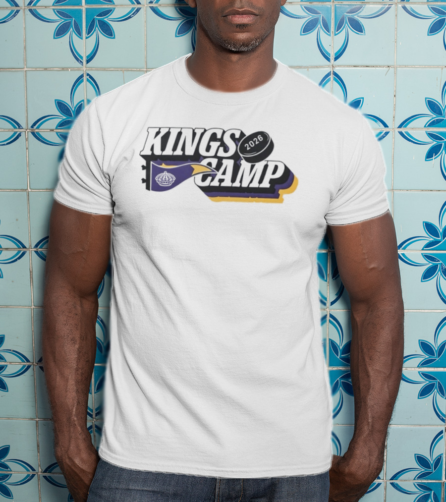 Kings Camp 2026 Hockey Sports Banner Whistle Puck T-Shirt
