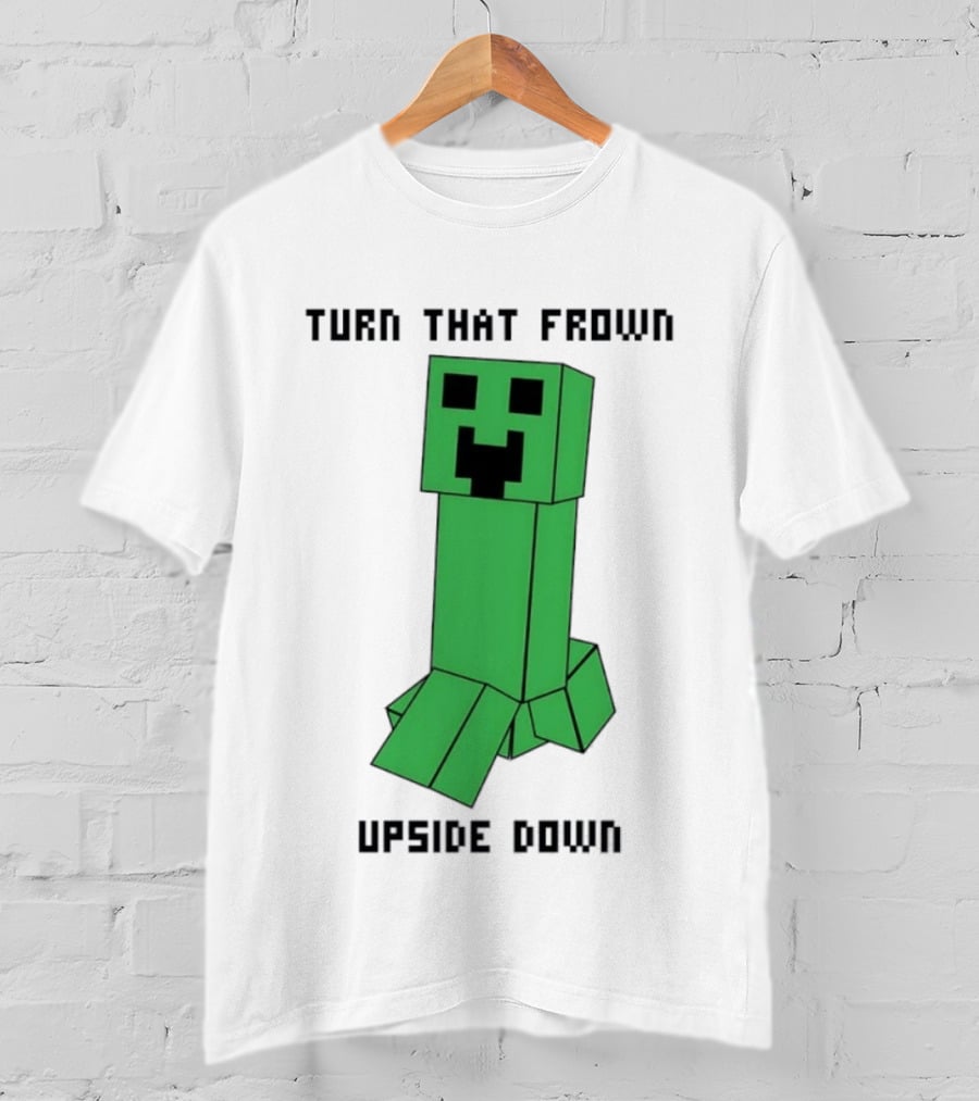 Creeper Turn That Frown Upside Down Gaming Block T-Shirt