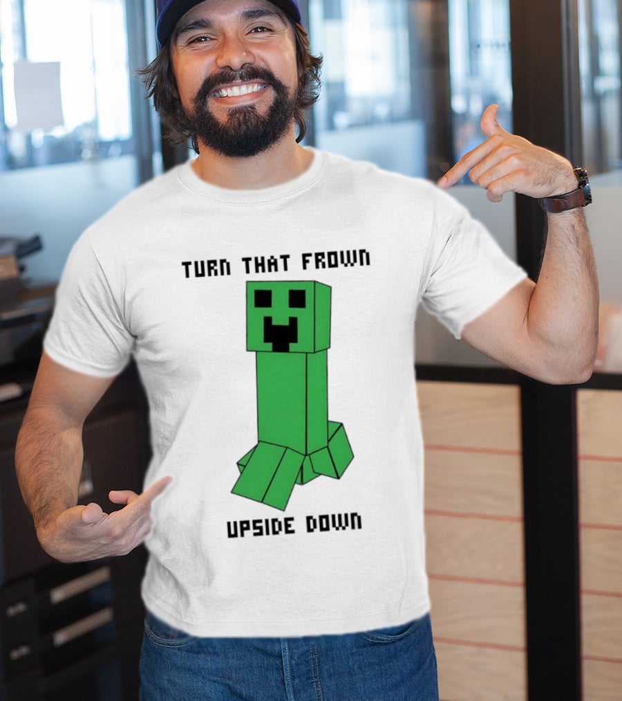 Creeper Turn That Frown Upside Down Gaming Block T-Shirt