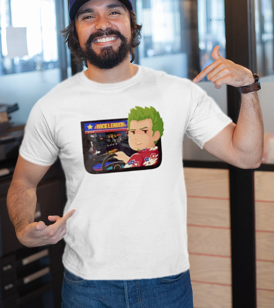 Race Leader Arcade Game Green Hair Cartoon Driver T-Shirt