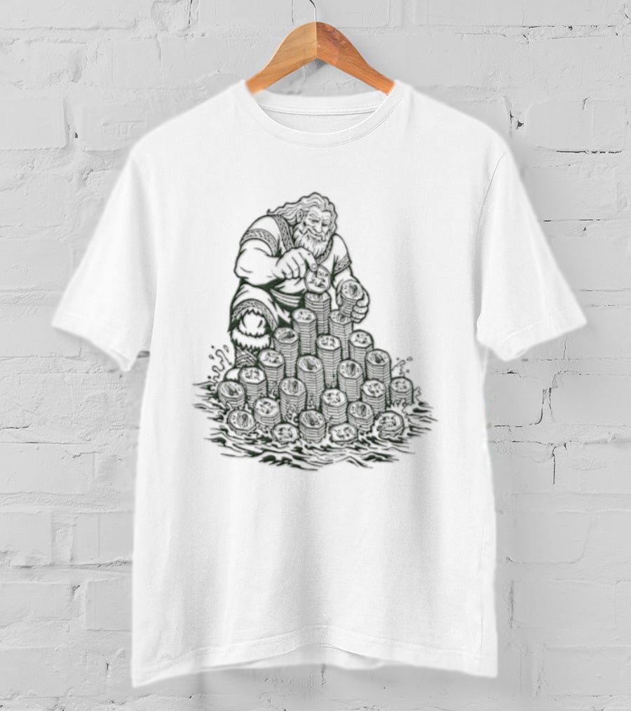 Dagda Irish Mythology Deity With Ireland 50p Coins Currency T-Shirt