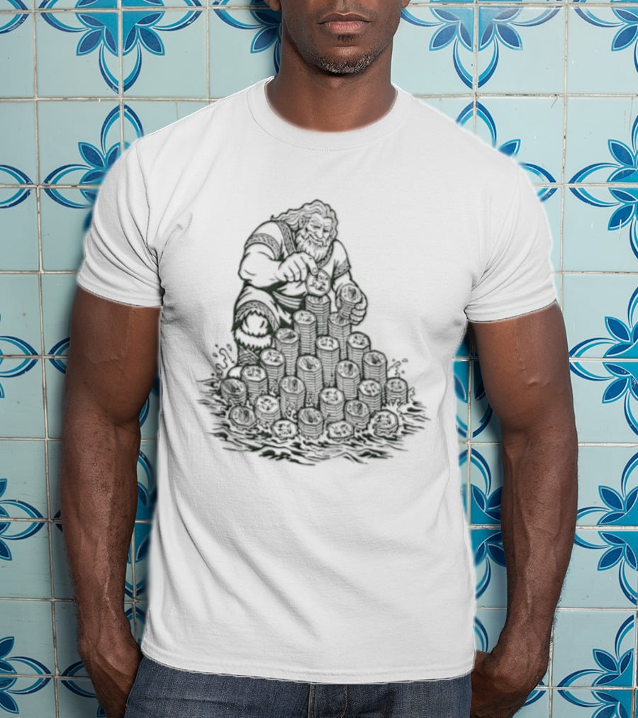 Dagda Irish Mythology Deity With Ireland 50p Coins Currency T-Shirt