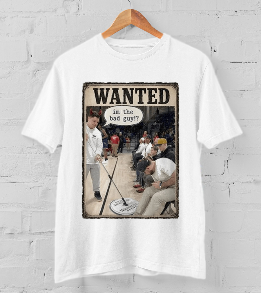 Wanted Im The Bad Guy!? Basketball Court Scene With Devil Horns T-Shirt