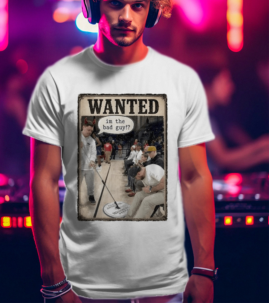 Wanted Im The Bad Guy!? Basketball Court Scene With Devil Horns T-Shirt