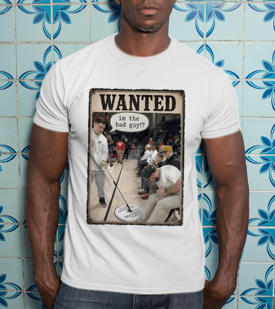 Wanted Im The Bad Guy!? Basketball Court Scene With Devil Horns T-Shirt
