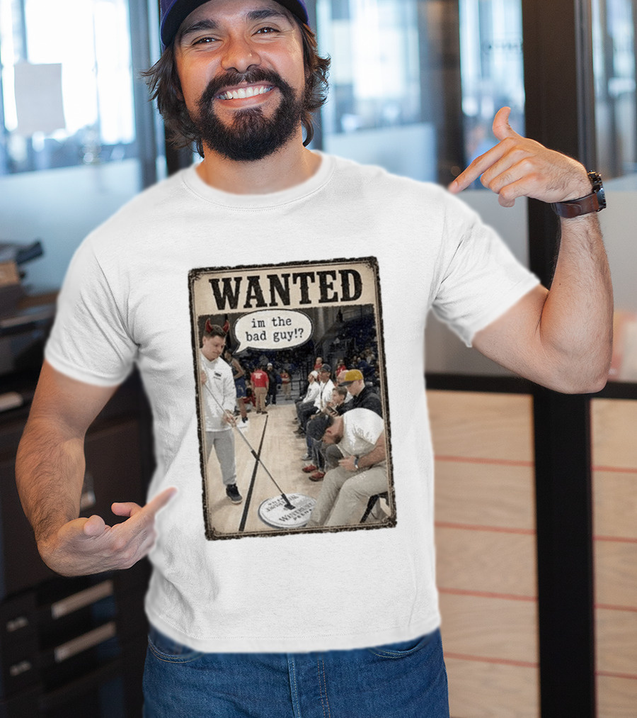 Wanted Im The Bad Guy!? Basketball Court Scene With Devil Horns T-Shirt