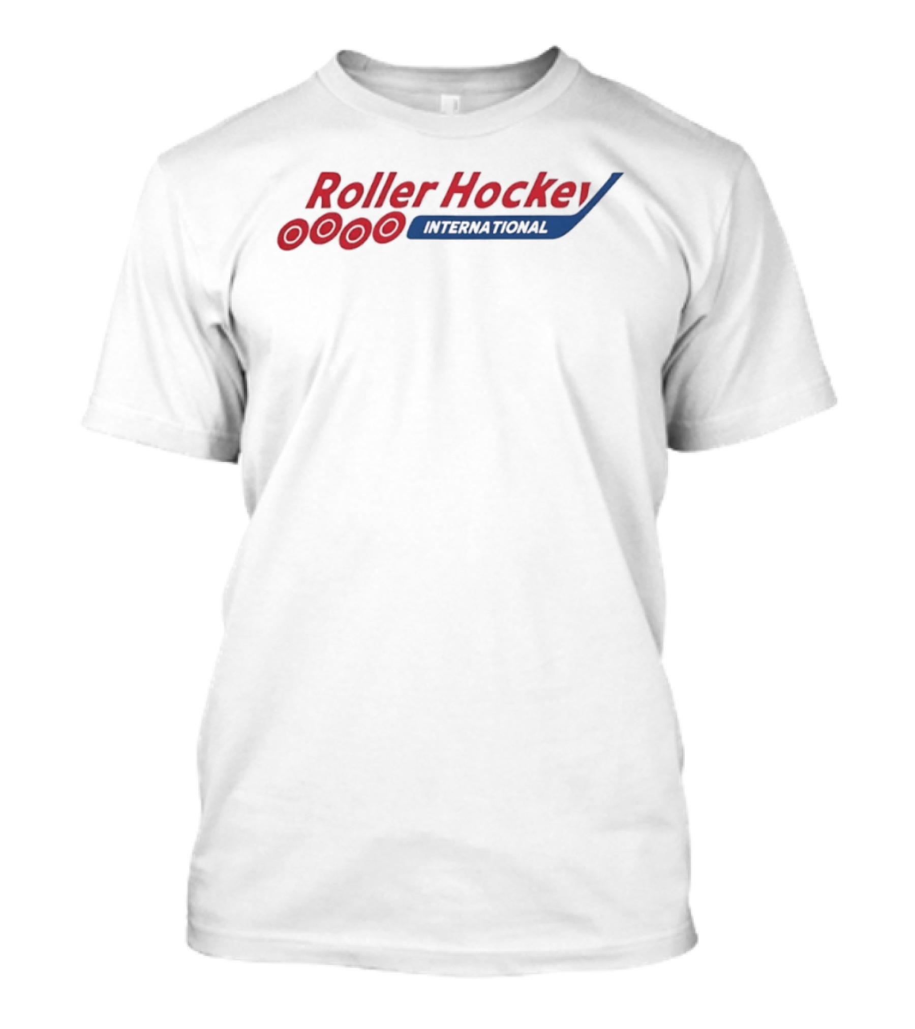 Roller Hockey International RHI Red And Blue Text With Puck T-Shirt