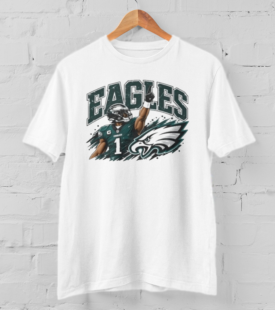 Eagles Quarterback Number One Victory Celebration Football T-Shirt