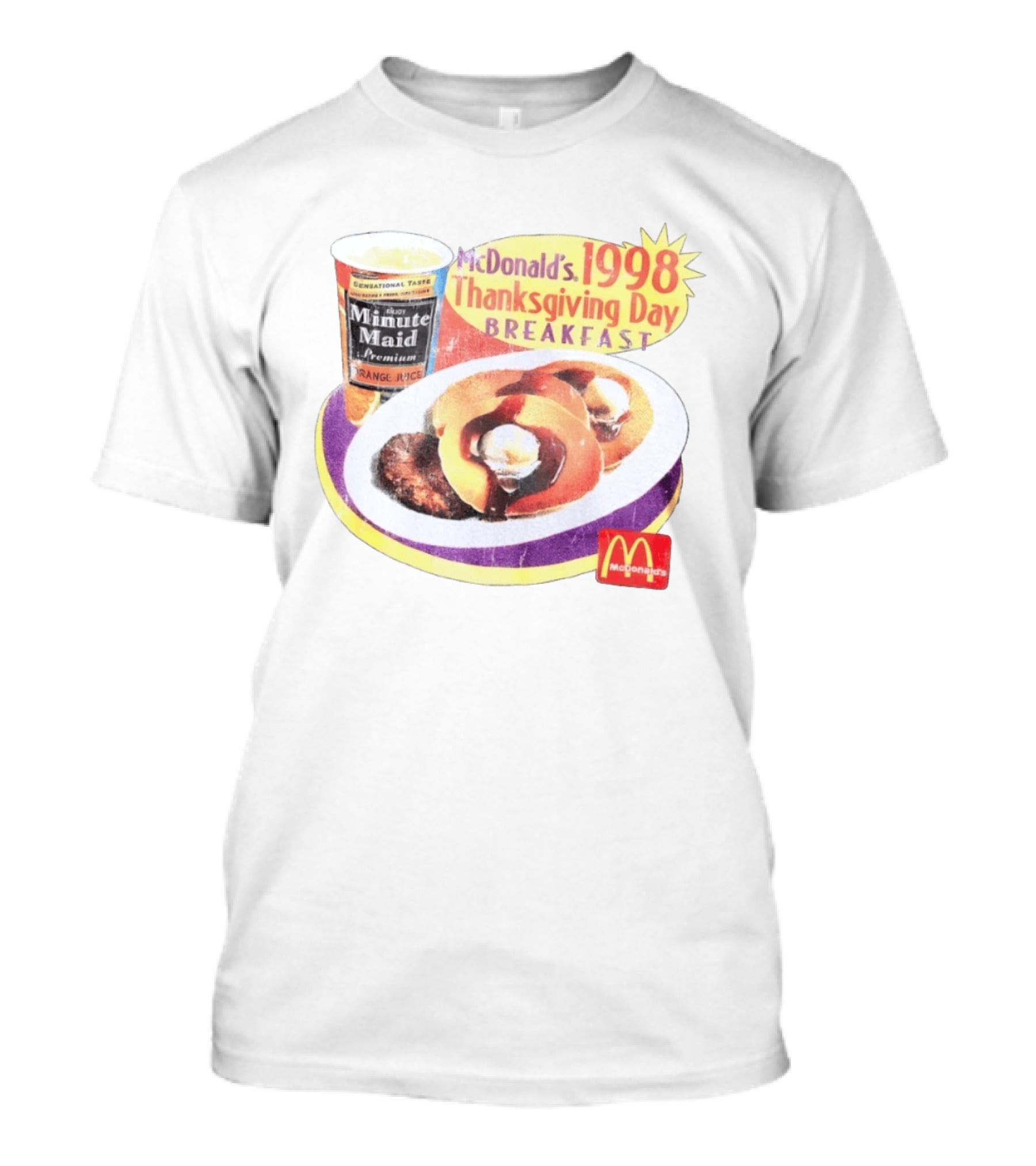 Minute Maid Orange Juice McDonald's 1998 Thanksgiving Day Breakfast Burgers T-Shirt