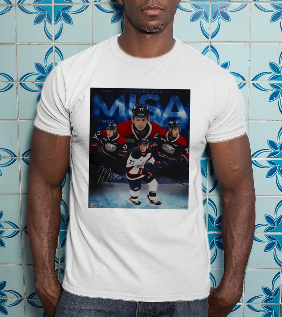 Michael Misa Saginaw Spirit 2022 23 OHL Rookie 56 Points T-Shirt