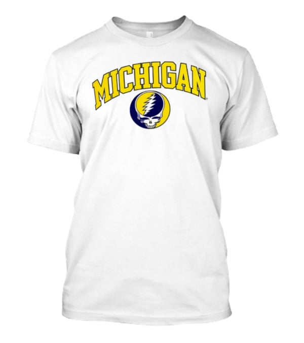 Michigan Wolverines Grateful Dead 2026 Collaboration Lightning Skull T-Shirt
