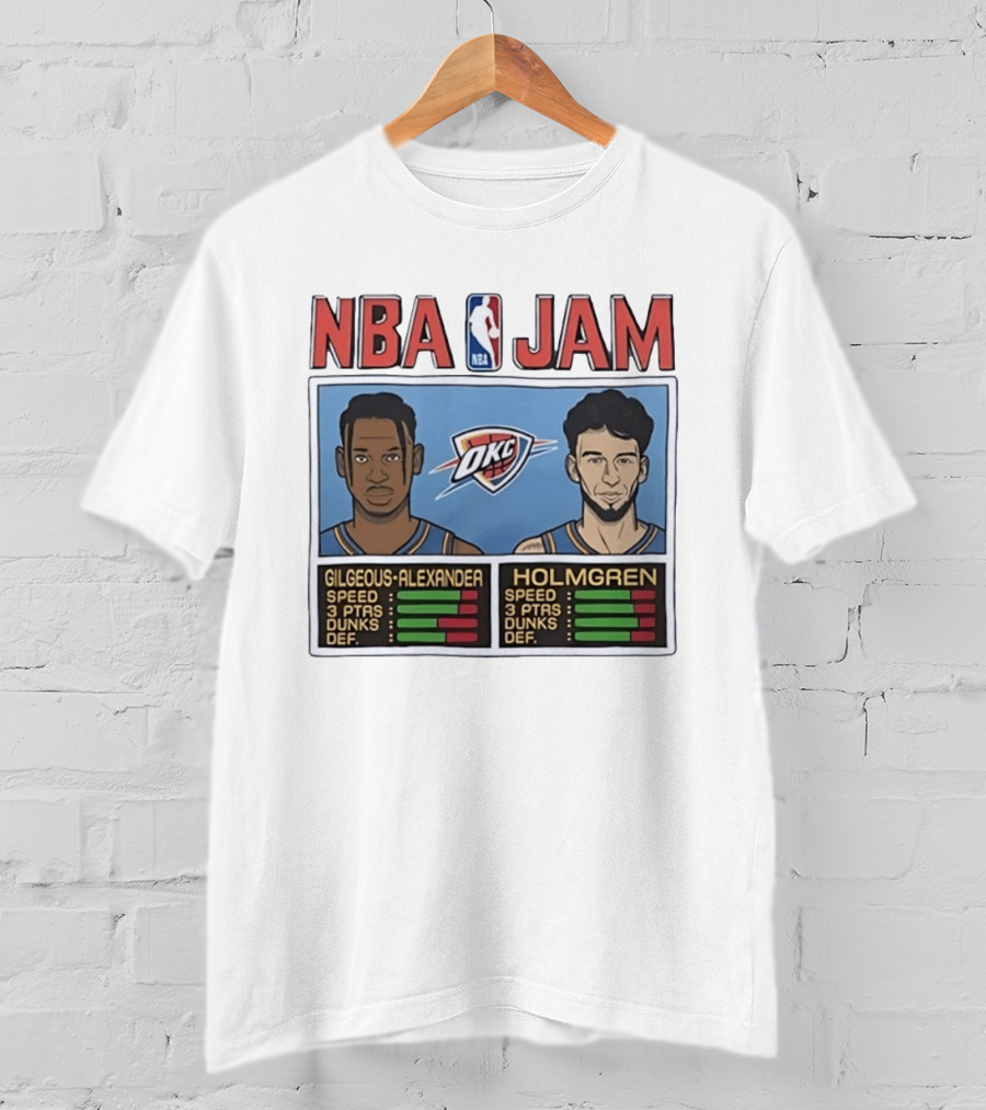 NBA Jam Shai Gilgeous Alexander Chet Holmgren OKC Thunder Stats T-Shirt