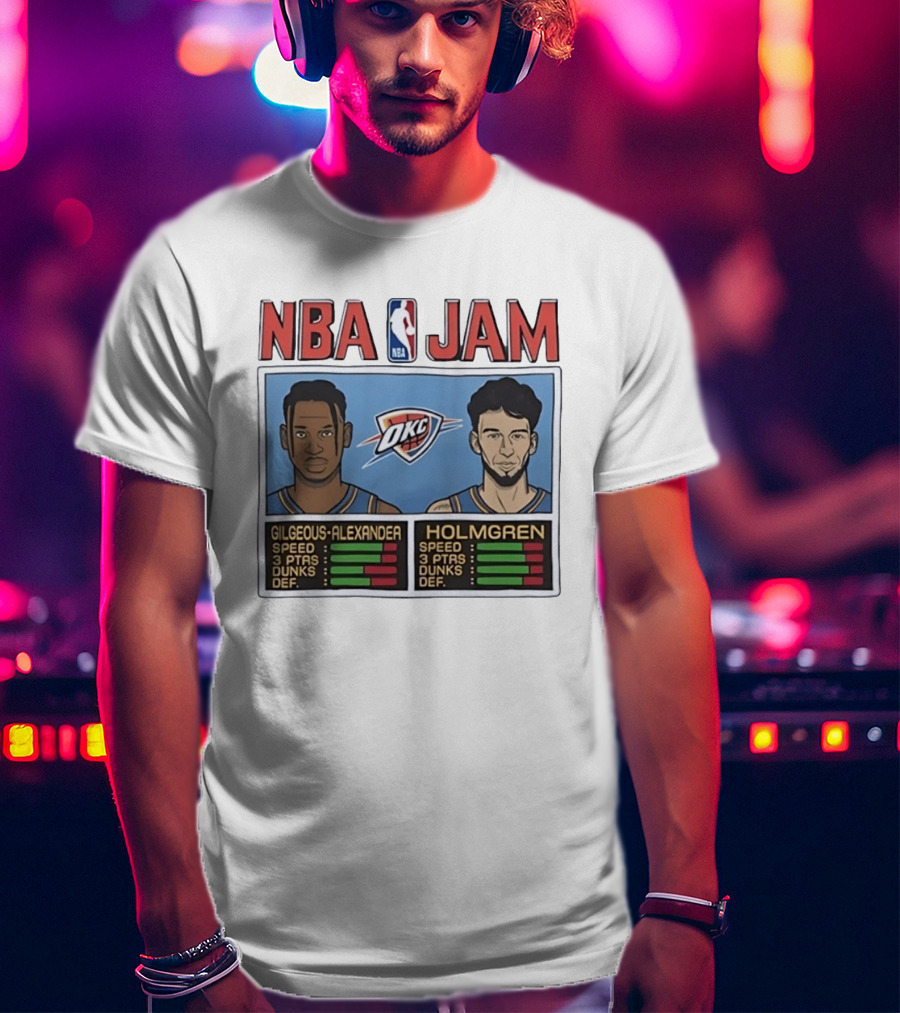 NBA Jam Shai Gilgeous Alexander Chet Holmgren OKC Thunder Stats T-Shirt