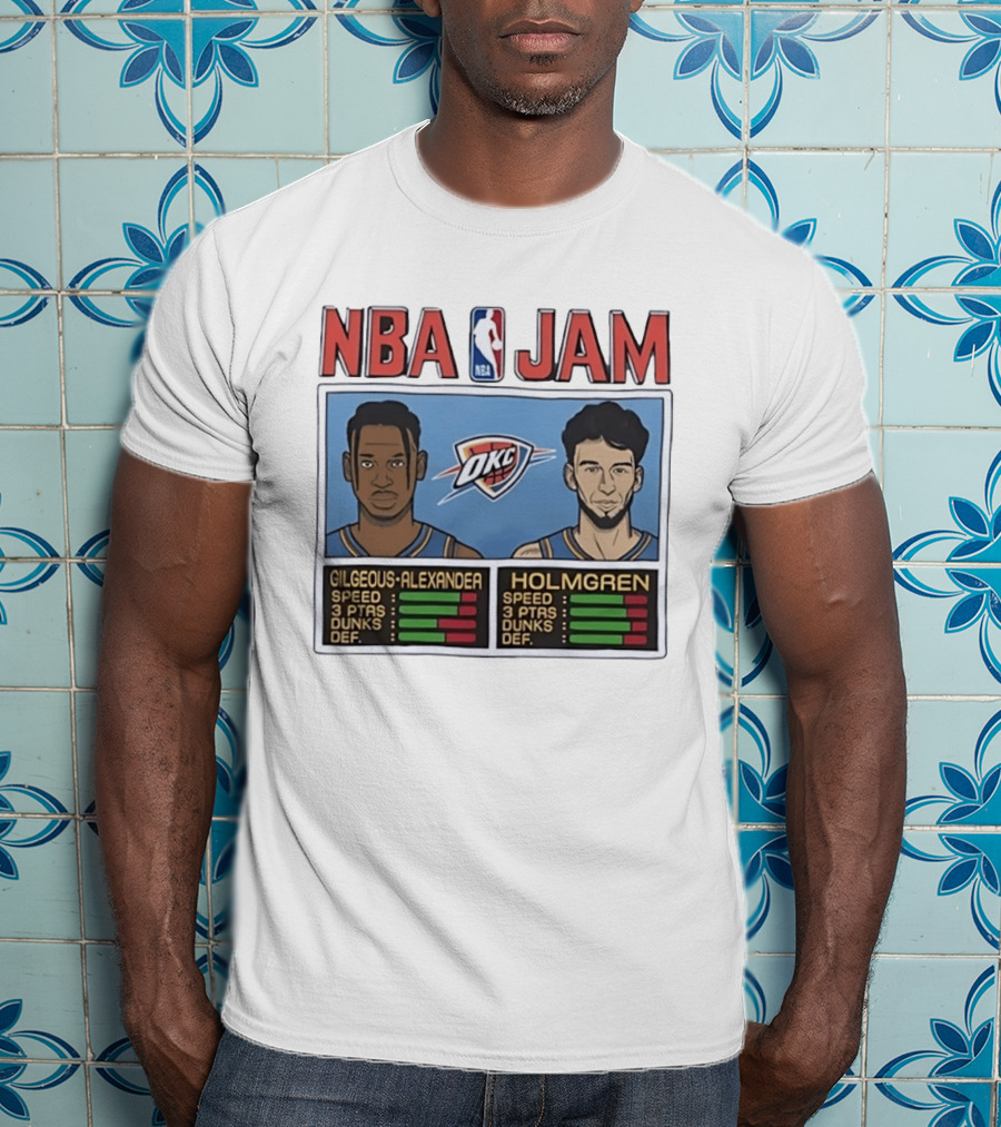NBA Jam Shai Gilgeous Alexander Chet Holmgren OKC Thunder Stats T-Shirt
