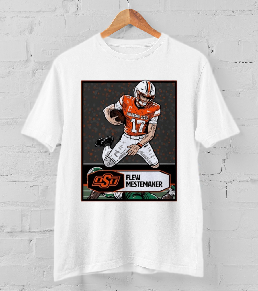 Oklahoma State Cowboys Flew Mestemaker 17 College Football Player Card T-Shirt