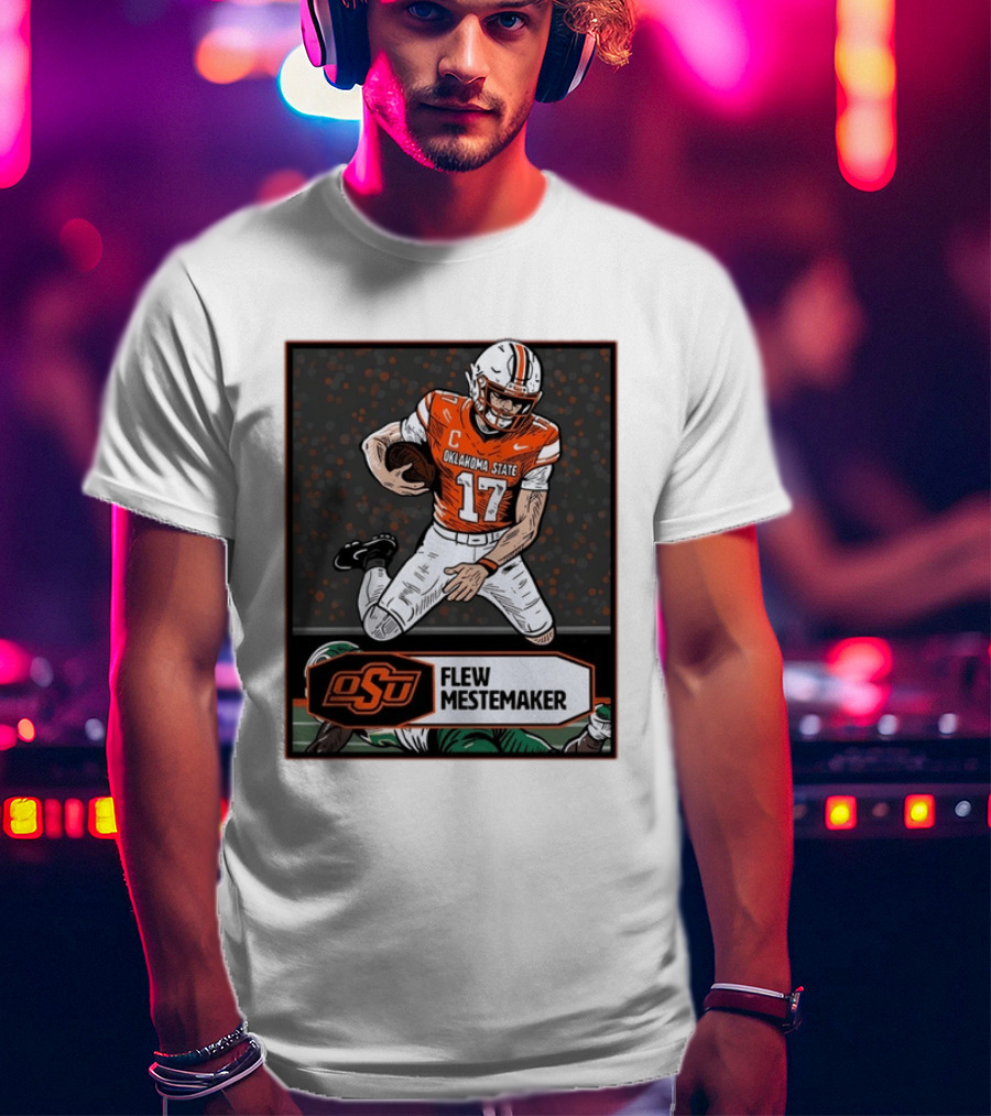 Oklahoma State Cowboys Flew Mestemaker 17 College Football Player Card T-Shirt