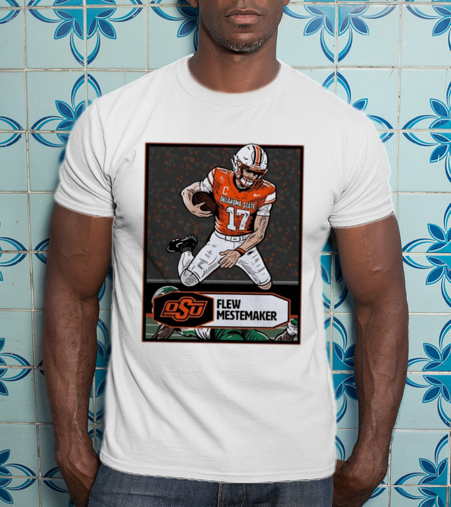 Oklahoma State Cowboys Flew Mestemaker 17 College Football Player Card T-Shirt