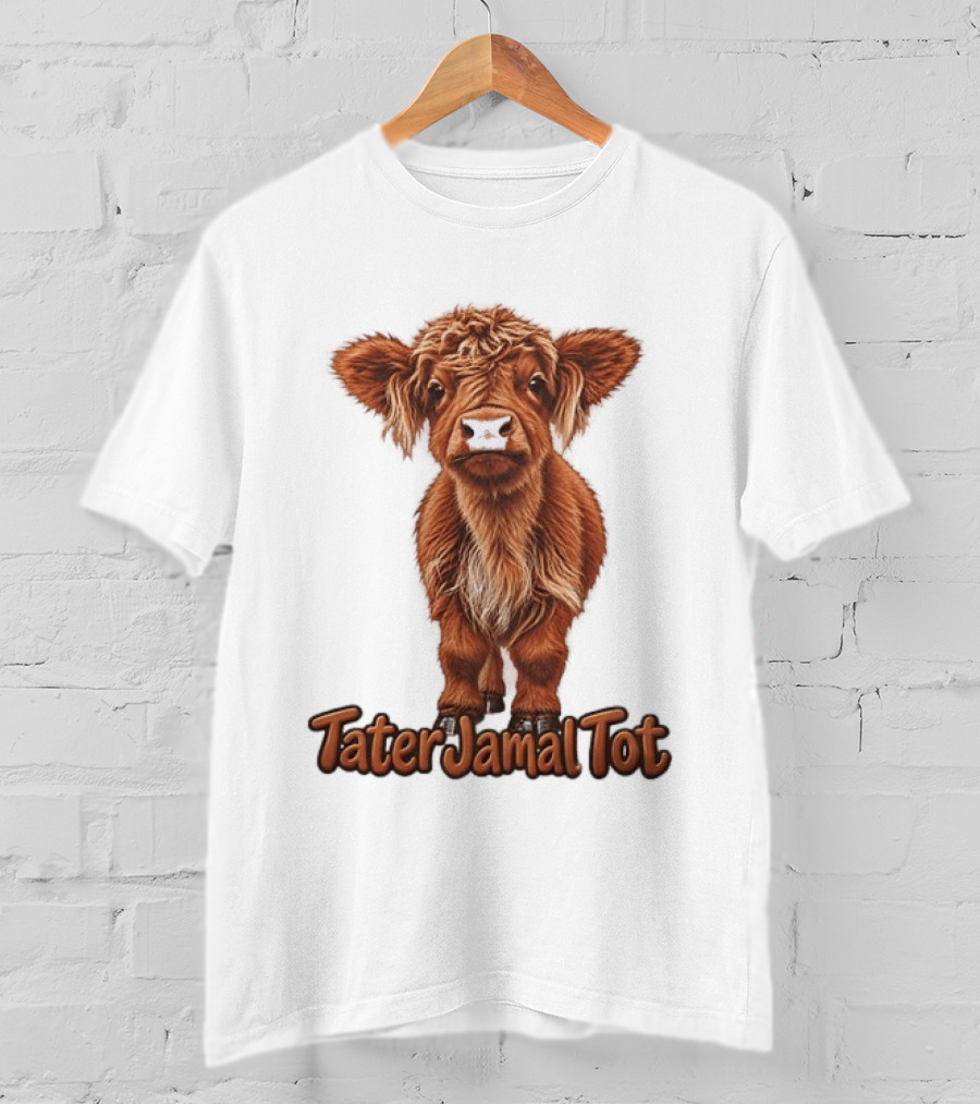 TaterJamal Tot Highland Cow Farm Animal Cute Brown Calf T-Shirt