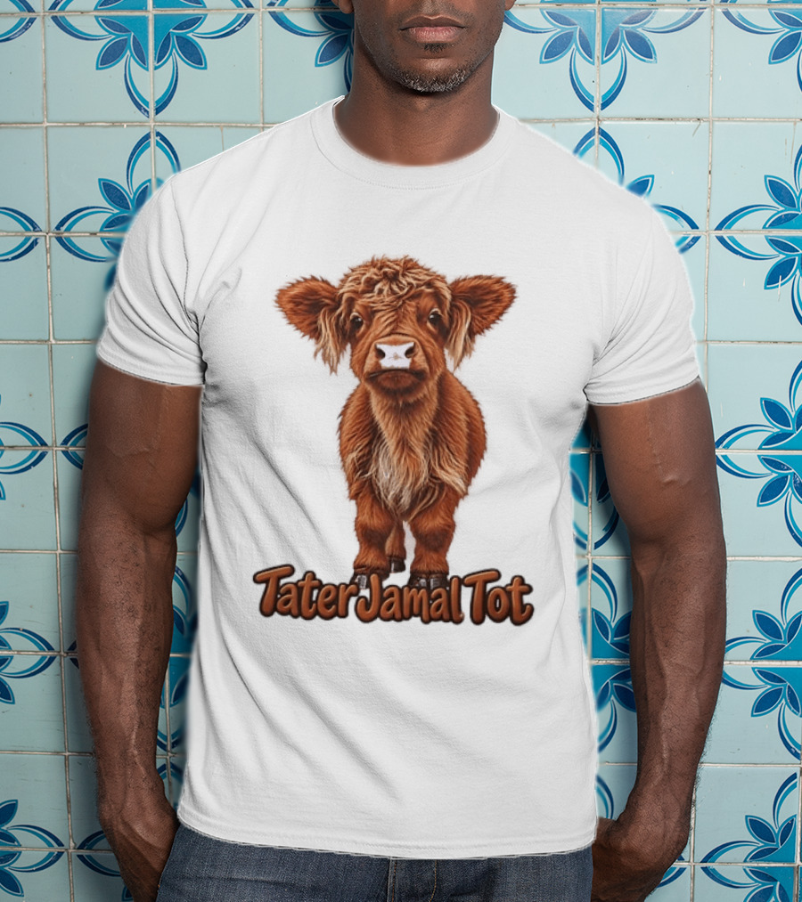 TaterJamal Tot Highland Cow Farm Animal Cute Brown Calf T-Shirt