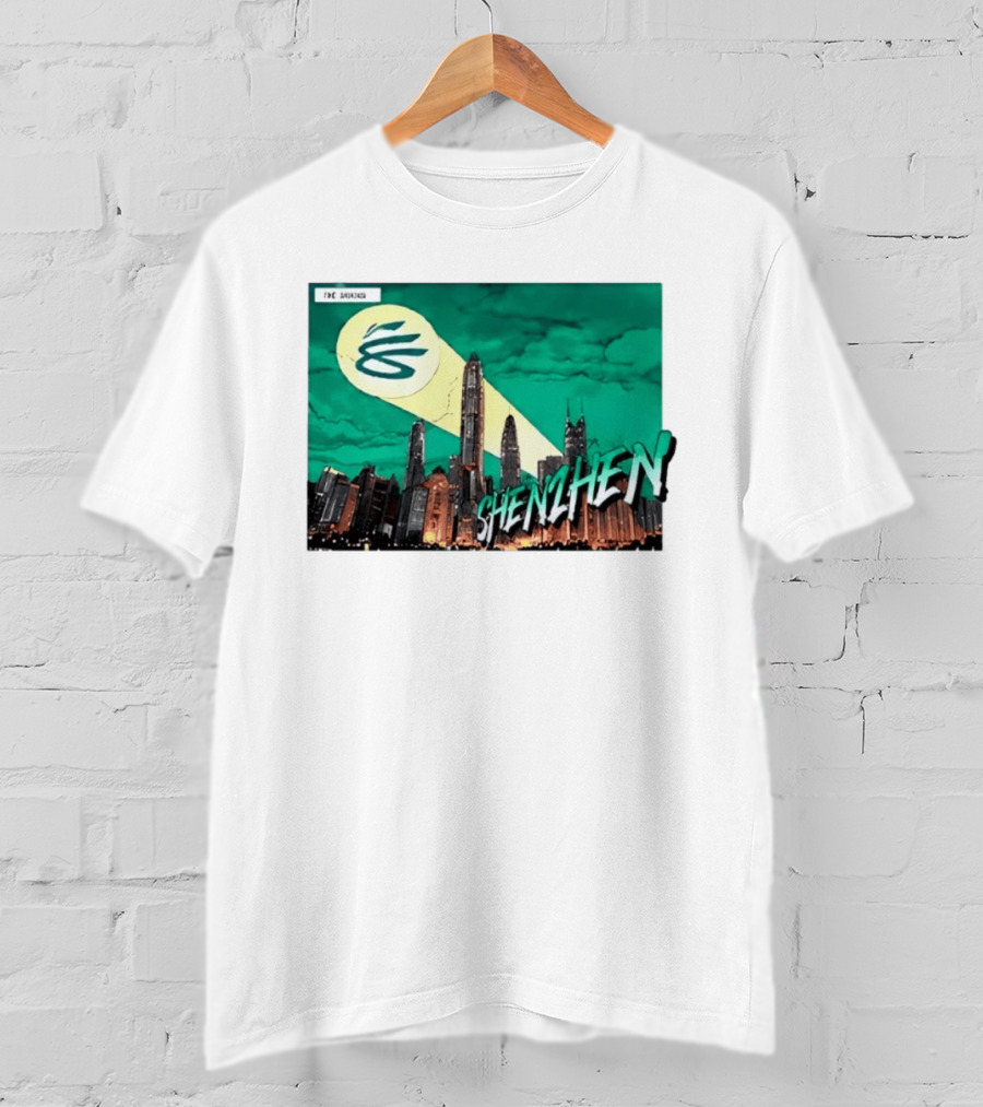 Shenzhen City Skyline With Illuminated Beacon And Clouds T-Shirt