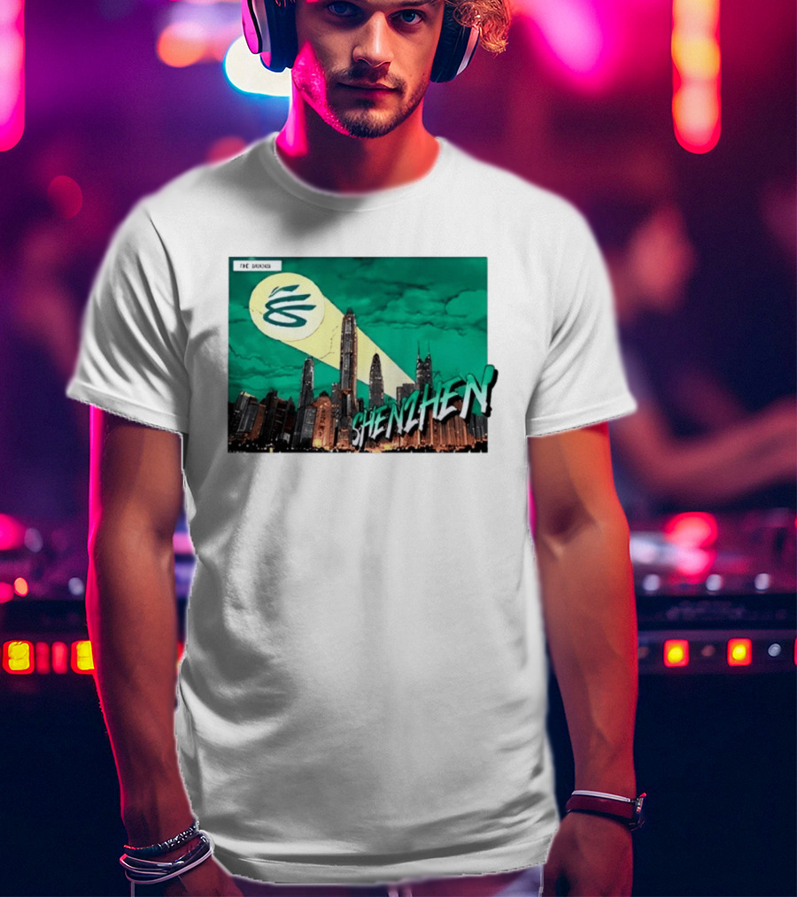 Shenzhen City Skyline With Illuminated Beacon And Clouds T-Shirt