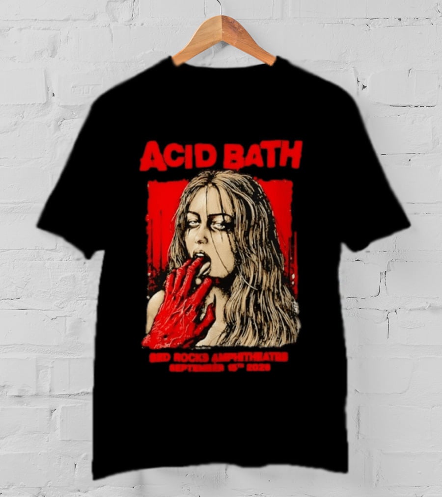 Acid Bath Red Rocks Amphitheatre September 15th 2026 Graphic With Distressed Woman And Hand T-Shirt