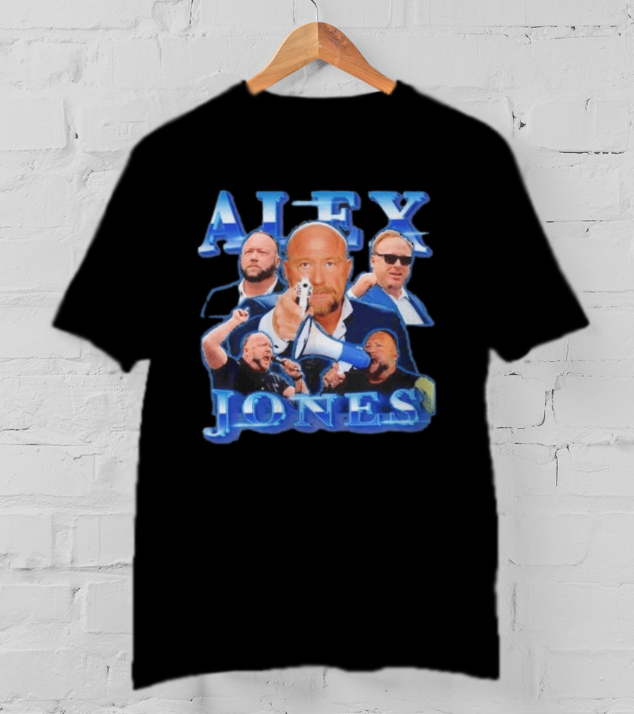 Alex Jones Collage InfoWars Media Personality Megaphone Images T-Shirt