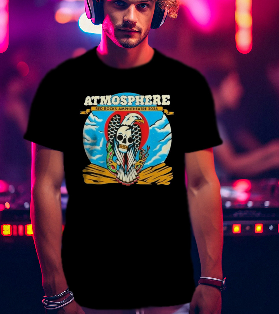 Atmosphere Red Rocks Amphitheatre 2026 Eagle Skull Clouds T-Shirt