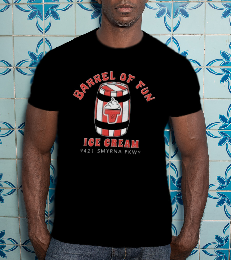 Barrel Of Fun Ice Cream Red White Striped Barrel 9421 Smyrna Pkwy T-Shirt