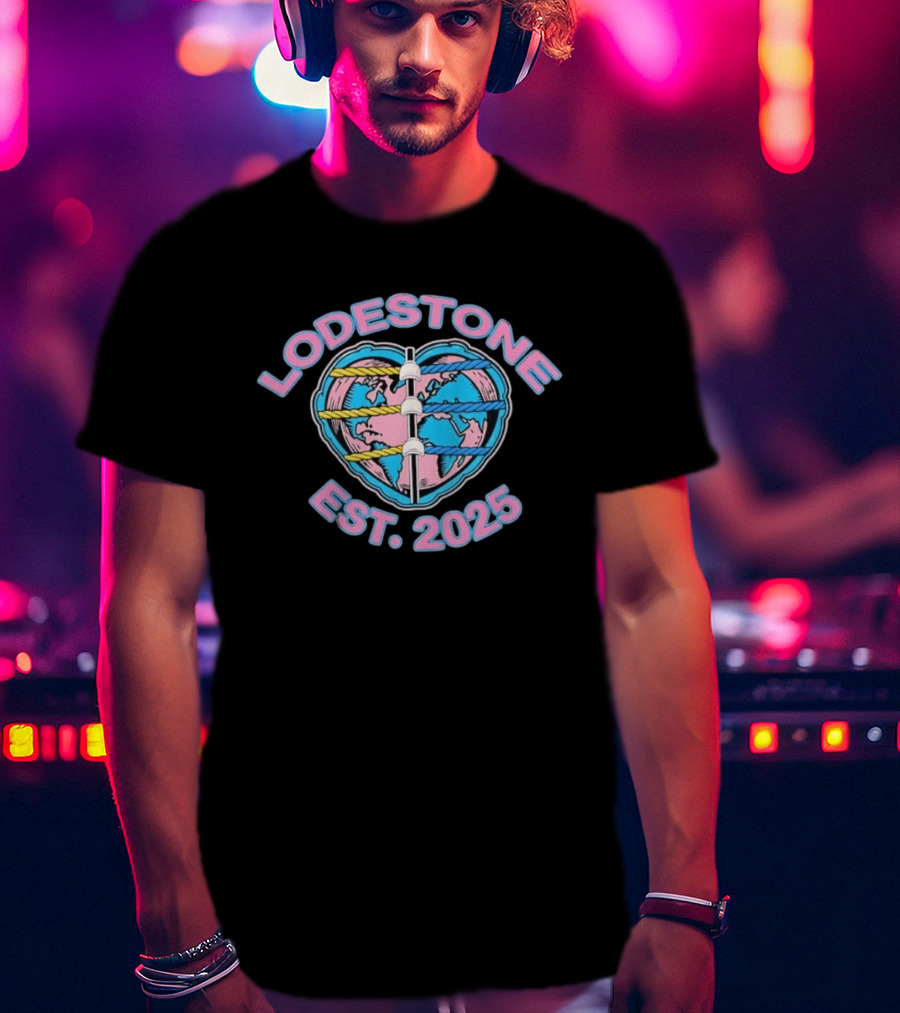 Lodestone Est 2025 Heart Globe World Map With Colorful Rope T-Shirt