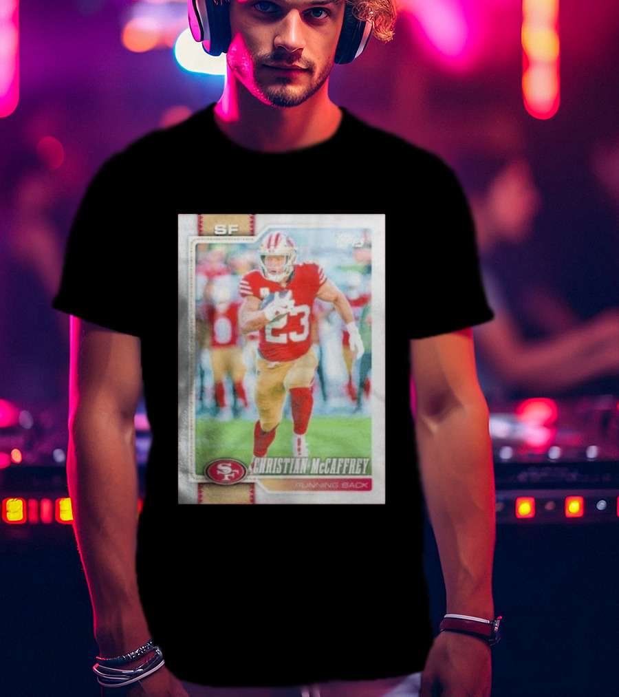 Christian McCaffrey SF 49ers Running Back No 23 NFL Player Card T-Shirt