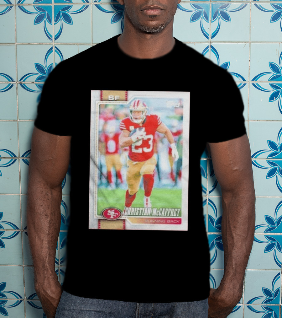 Christian McCaffrey SF 49ers Running Back No 23 NFL Player Card T-Shirt