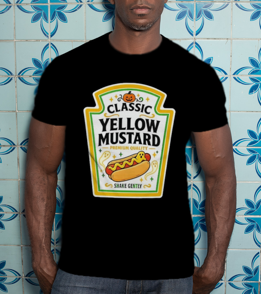 Classic Yellow Mustard Premium Quality Halloween Hot Dog Shake Gently T-Shirt