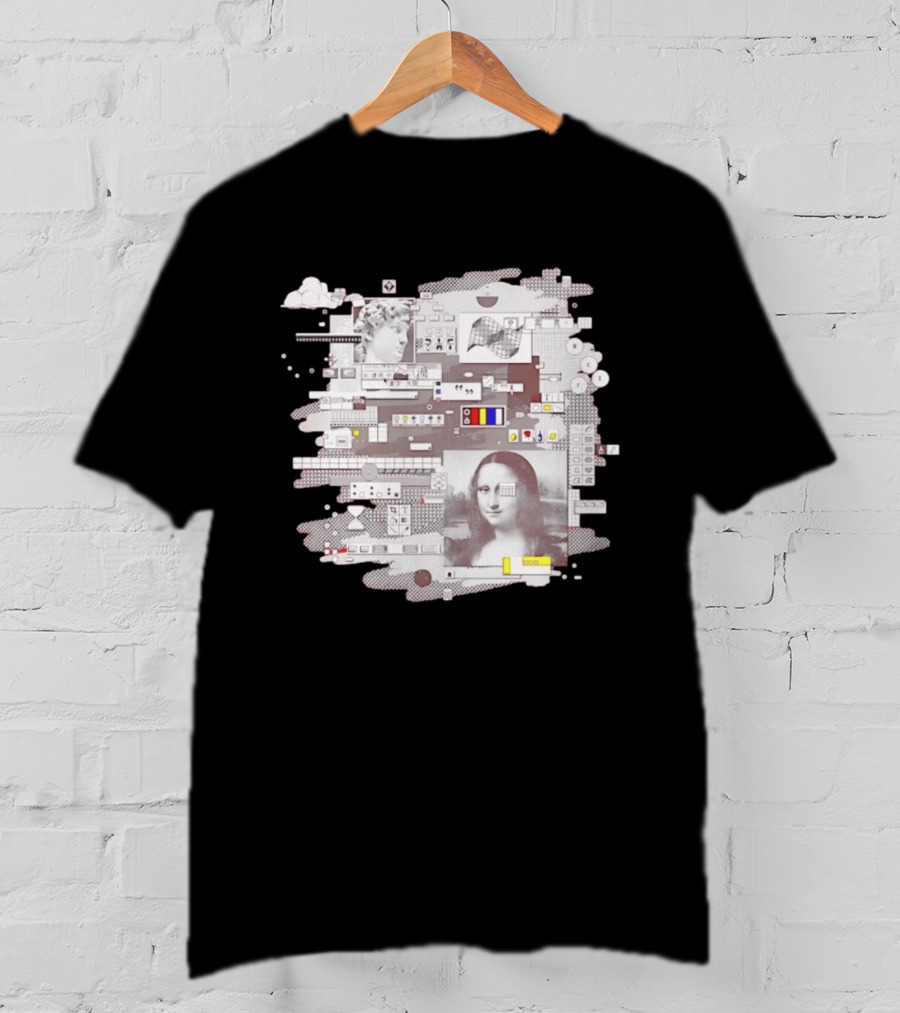 Mona Lisa Michelangelo David Digital Collage T-Shirt