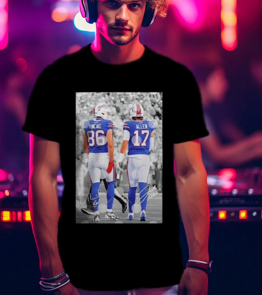 Buffalo Bills Dalton Kincaid 86 And Josh Allen 17 NFL Football Team Players T-Shirt