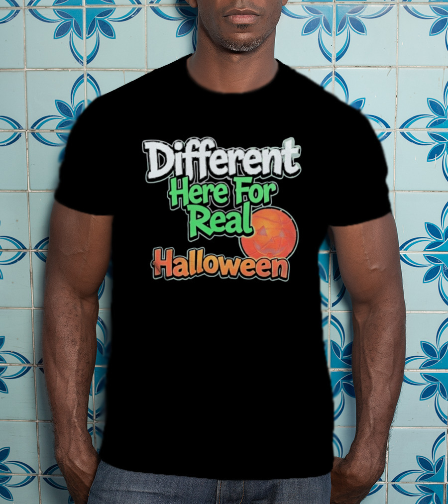 Different Here For Real Halloween Pumpkin Basketball T-Shirt