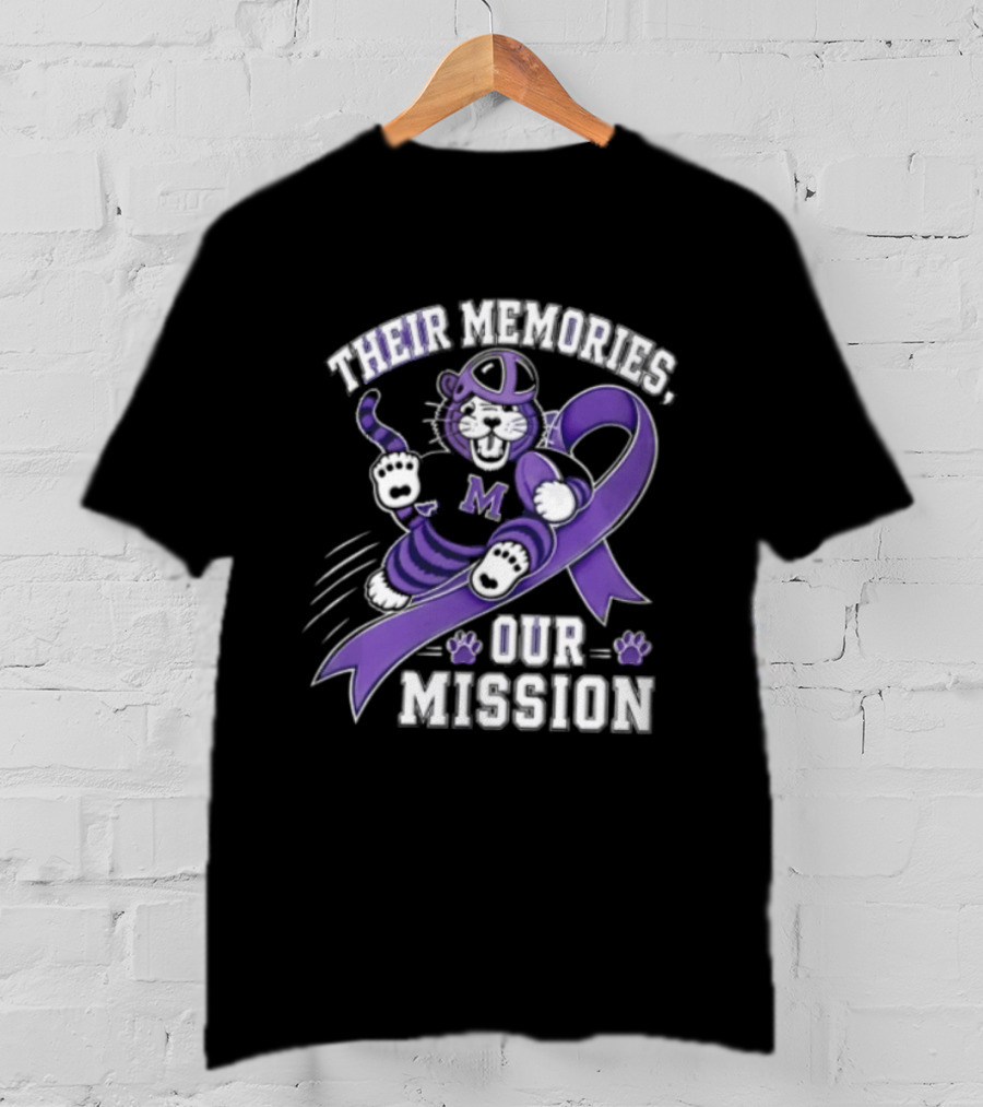 Their Memories Our Mission Purple Football Helmet Ribbon M Tiger Paw T-Shirt