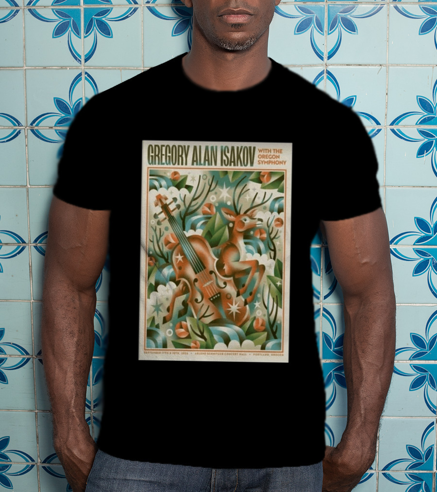 Gregory Alan Isakov With The Oregon Symphony Portland September 17 18 2026 Concert Deer And Violin T-Shirt