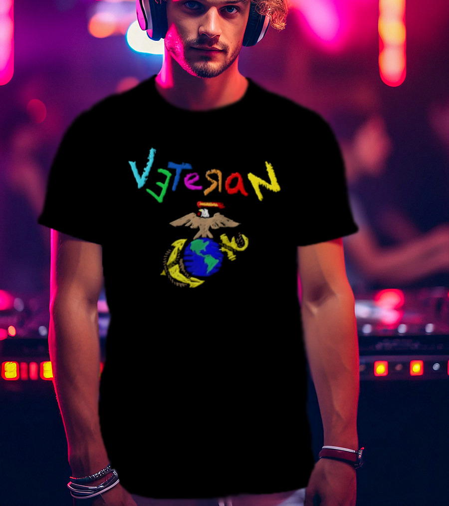 Veteran Eagle Globe And Anchor Colorful Military T-Shirt