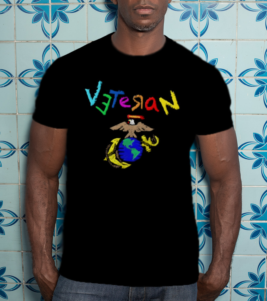 Veteran Eagle Globe And Anchor Colorful Military T-Shirt
