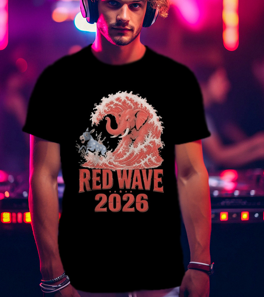 Red Wave 2026 Republican Elephant Vs Donkey Political T-Shirt