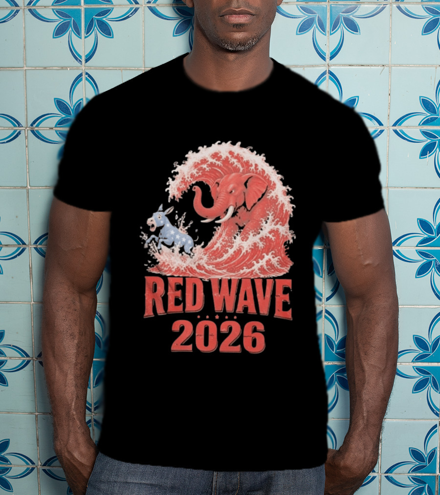 Red Wave 2026 Republican Elephant Vs Donkey Political T-Shirt