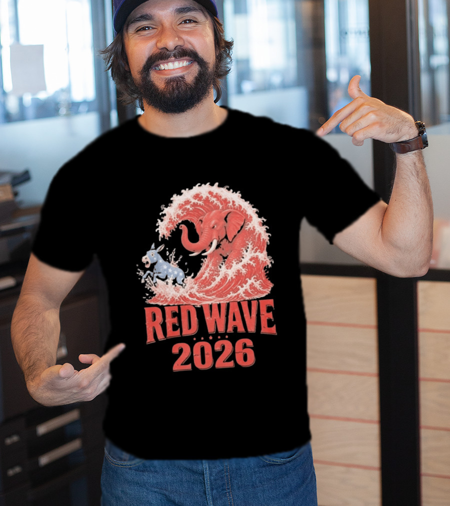 Red Wave 2026 Republican Elephant Vs Donkey Political T-Shirt