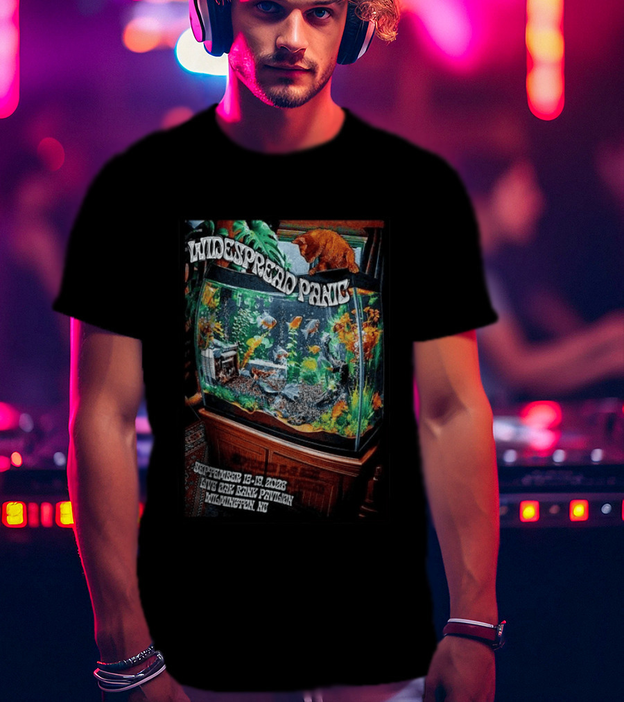 Widespread Panic Live Oak Bank Pavilion Sept 18 19 2026 Wilmington Tour Fish Tank Cat T-Shirt