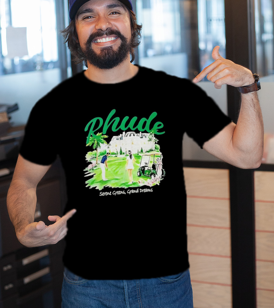 Rhude Serene Greens Grand Dreams Golf Scene Classic Polo Players And Golf Cart Mansion T-Shirt