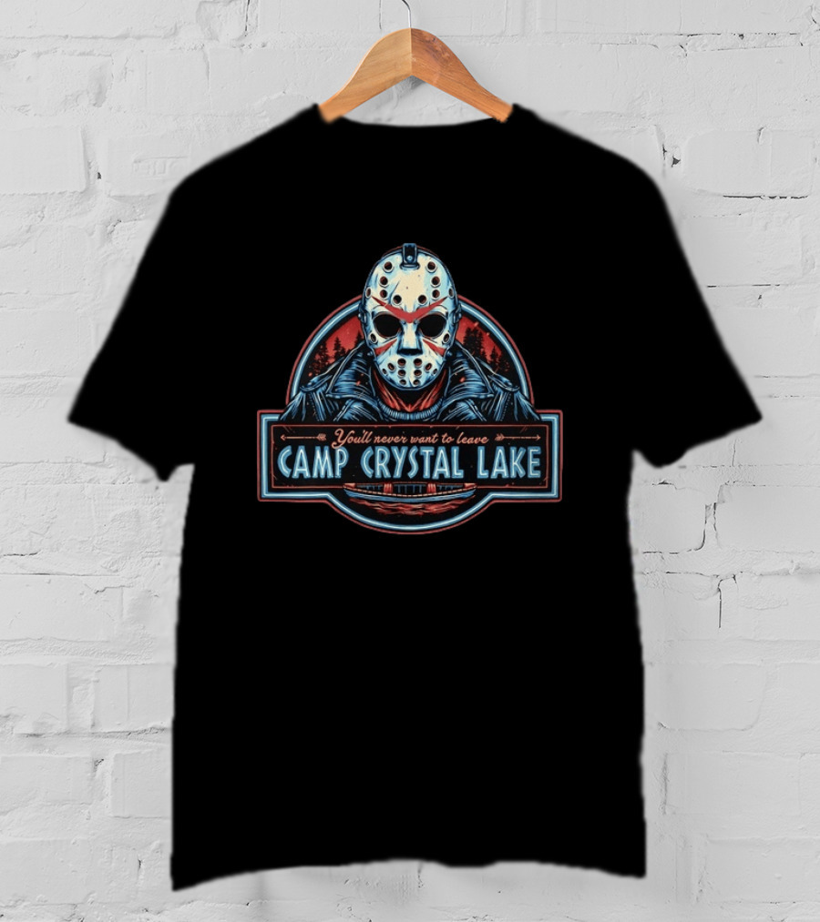 Jason Voorhees You'll Never Want To Leave Camp Crystal Lake Retro Horror T-Shirt