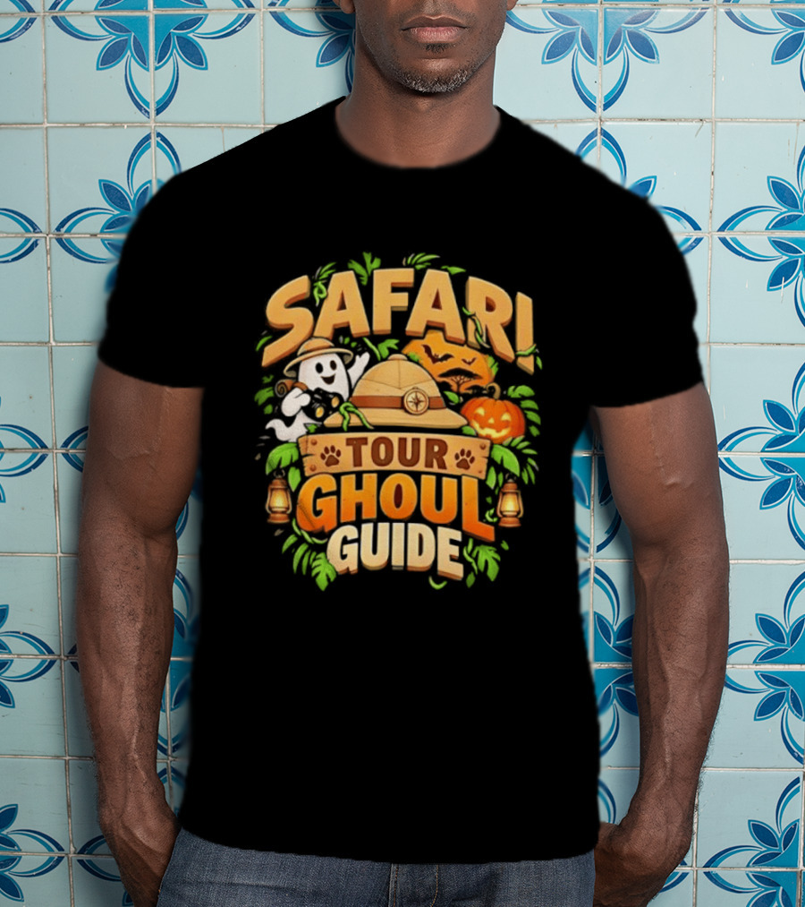 Safari Tour Ghoul Guide Halloween Ghost Pumpkin Adventure T-Shirt