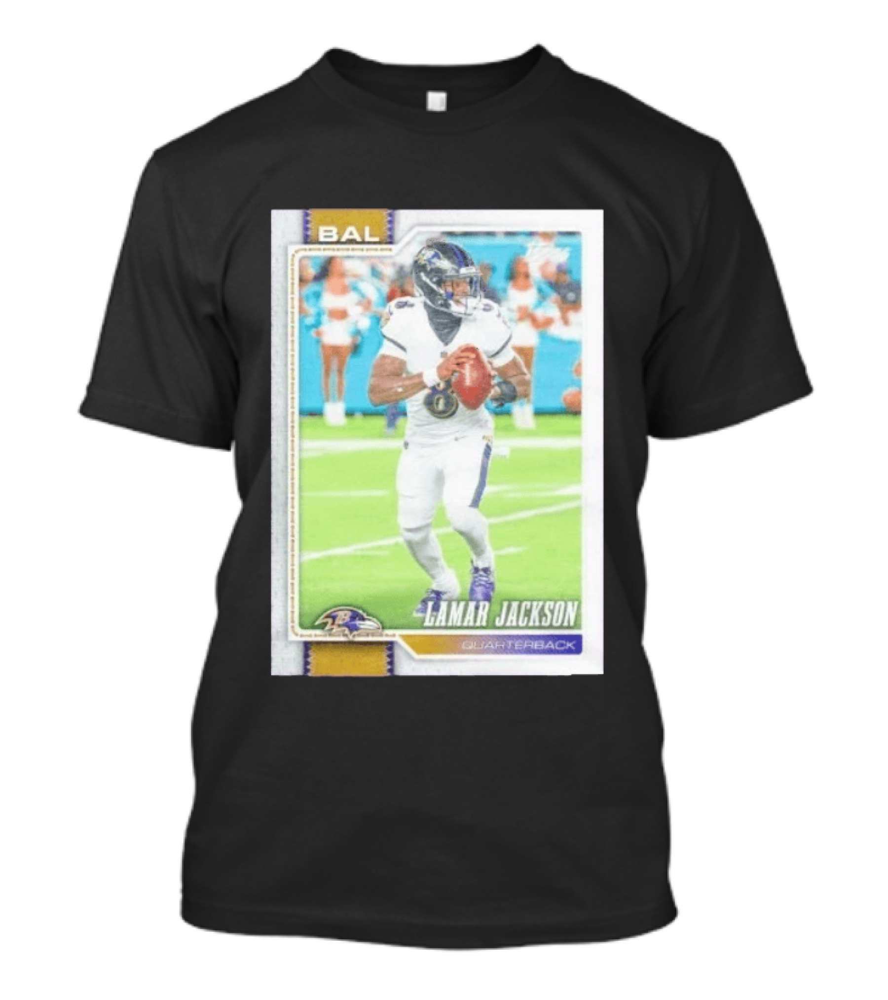 BAL Ravens Lamar Jackson No 8 Quarterback Football Card 2026 T-Shirt