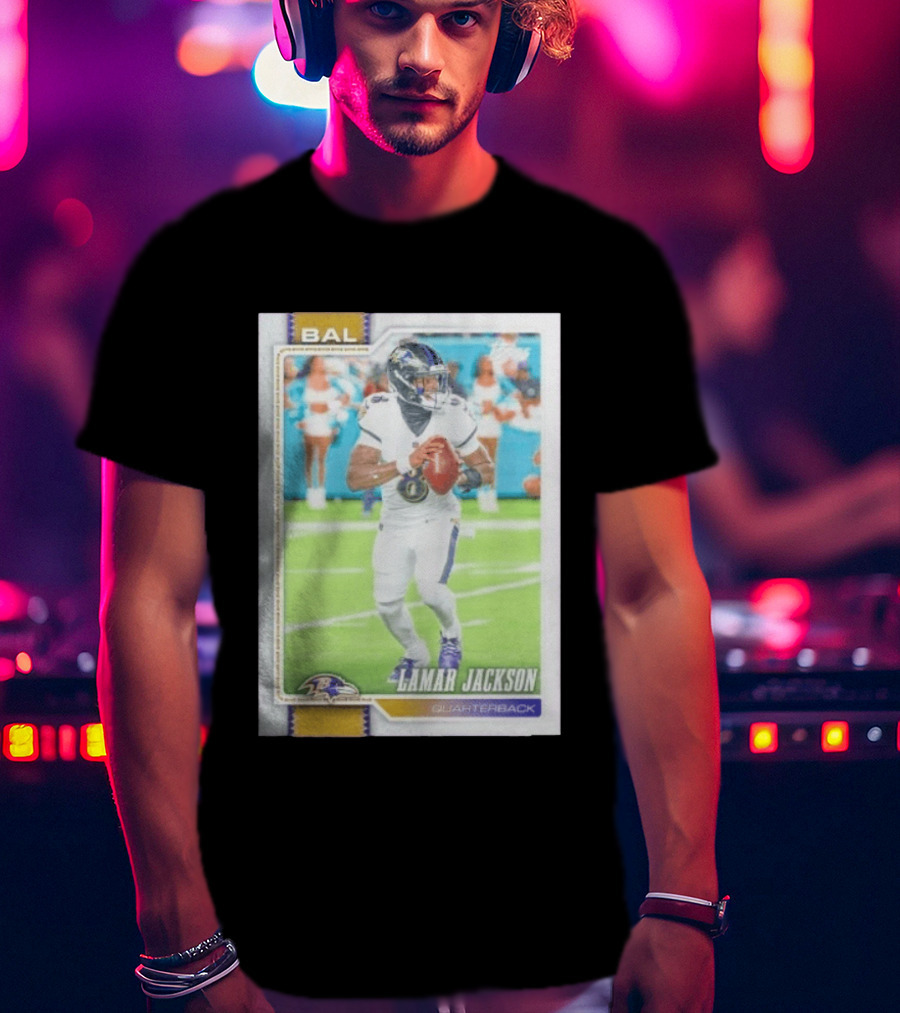 BAL Ravens Lamar Jackson No 8 Quarterback Football Card 2026 T-Shirt