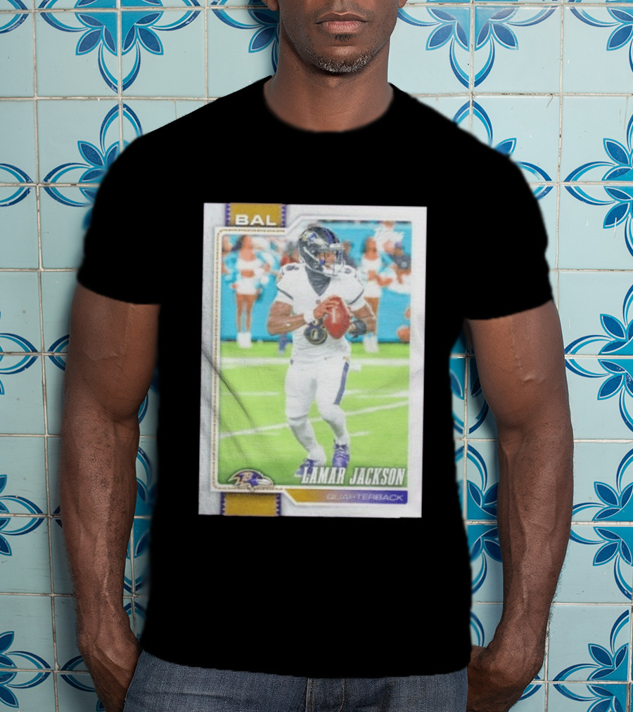 BAL Ravens Lamar Jackson No 8 Quarterback Football Card 2026 T-Shirt